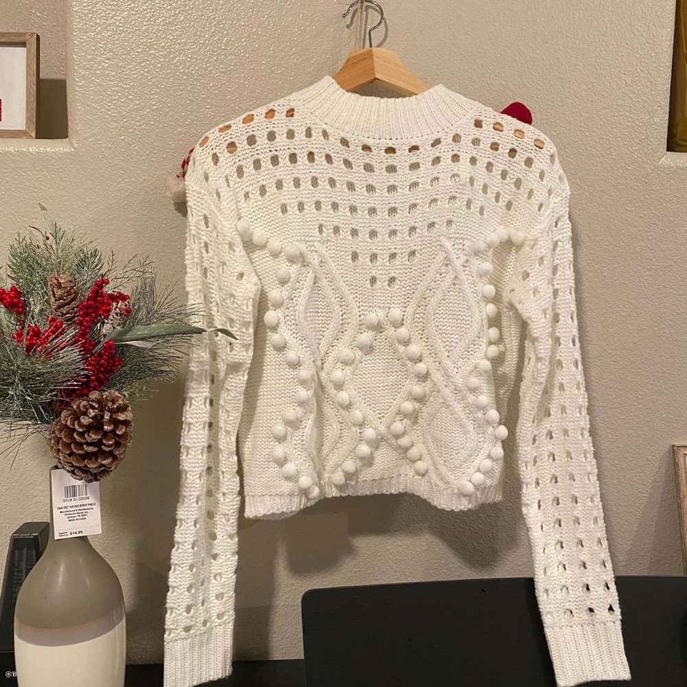 Vutti pompom white sweater Size S